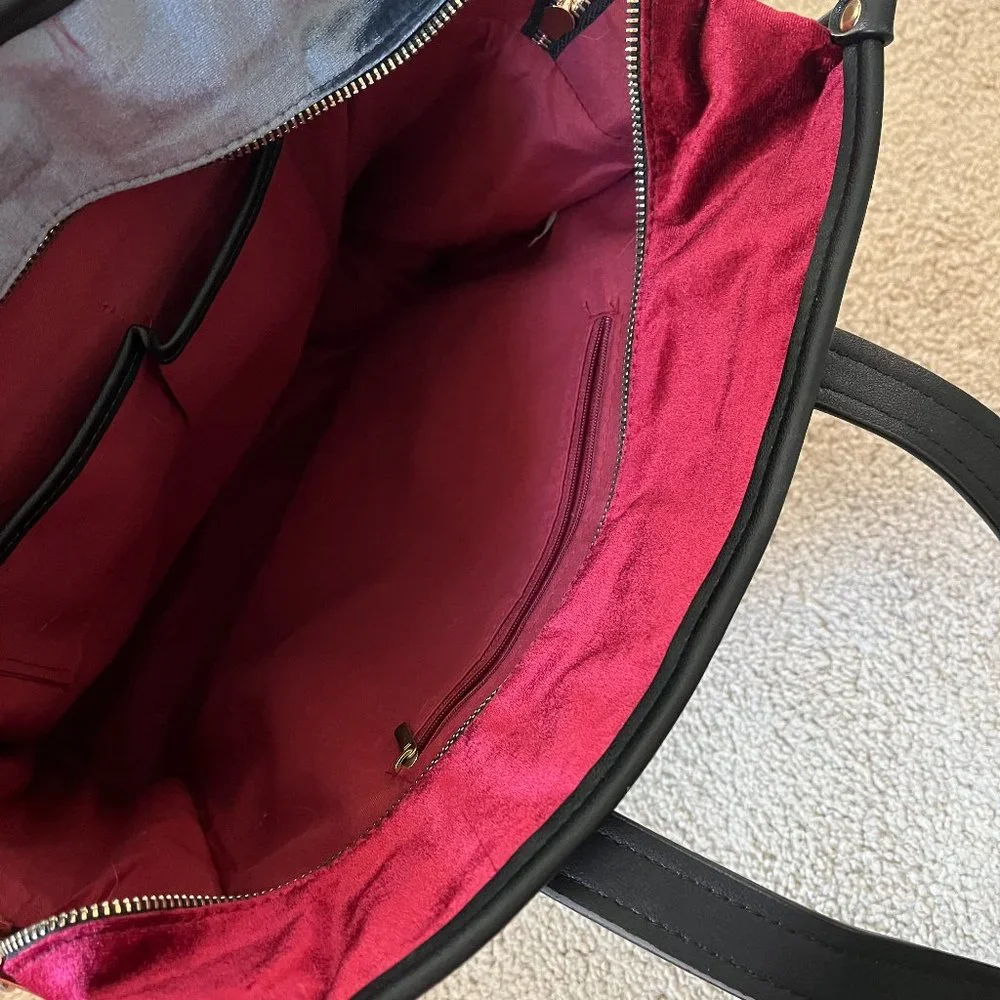 Large NWOT *Velvet* Tote Shoulder Bag w/ Removable Crossbody Strap - Picture 9 of 9